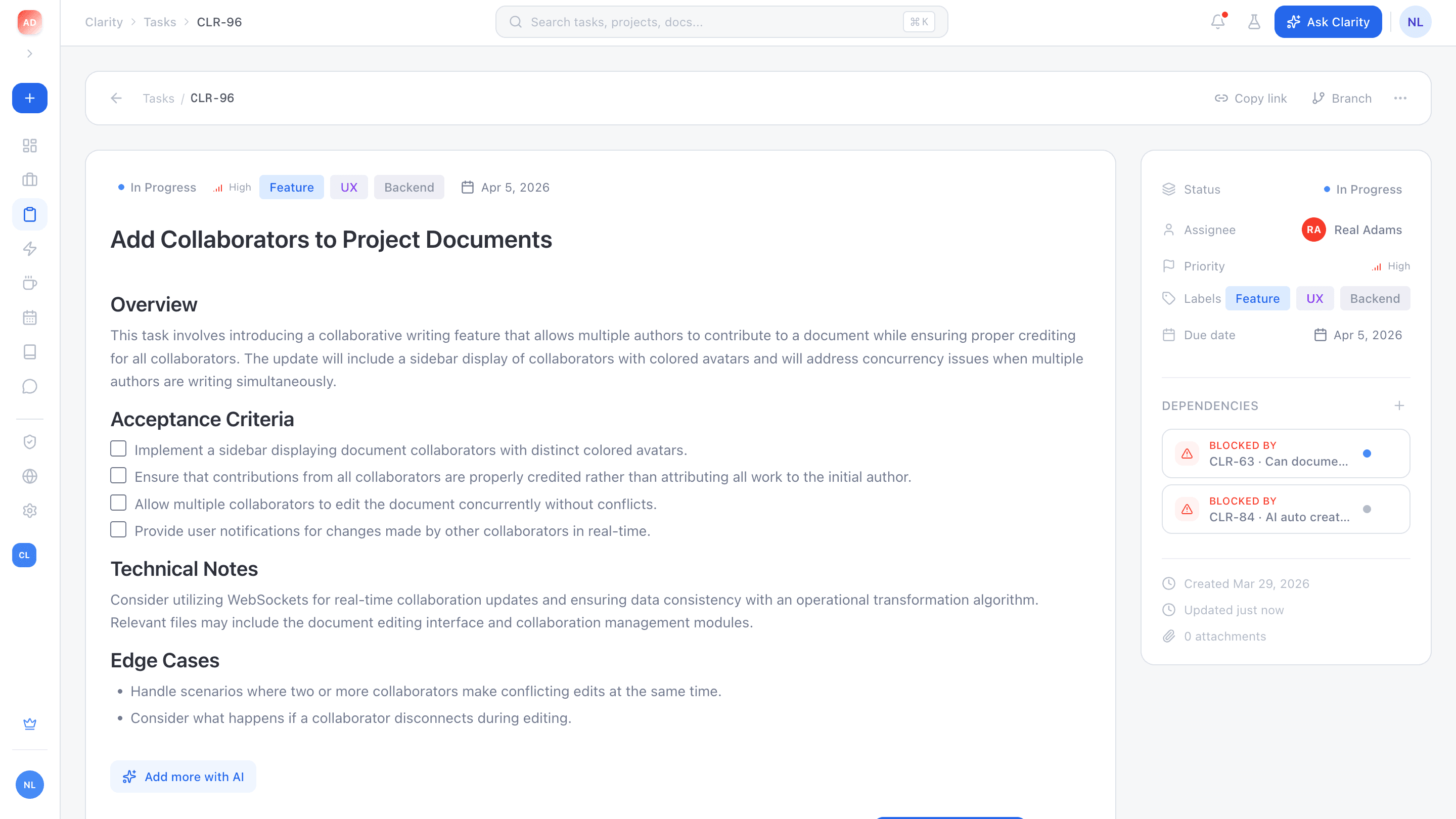 Clarity dashboard